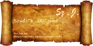 Szvák József névjegykártya